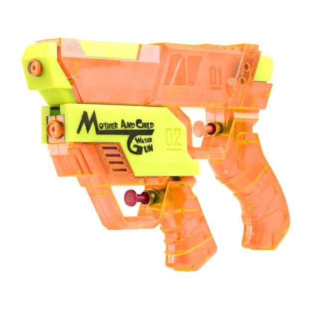 Pistolet &agrave; eau 2en1 plastique color&eacute; 4x23cm (2 mod&egrave;les orange ou bleu)