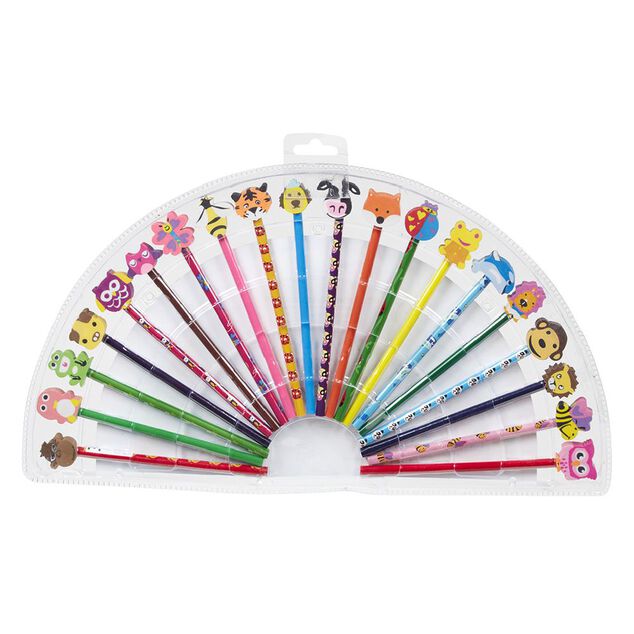 Kit crayon en bois avec gomme forme animal 41 pi&egrave;ces
