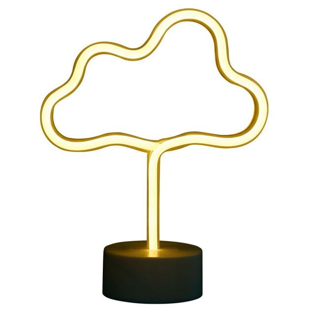 Lampe néon sur base forme nuage PVC 24x19cm jaune