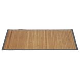 Tapis de salle de bain bambou marron &agrave; bordure grise