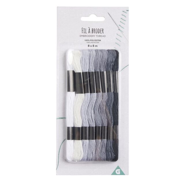 Bobines de fil &agrave; broder 8m lot de 8 - 2 mod&egrave;les
