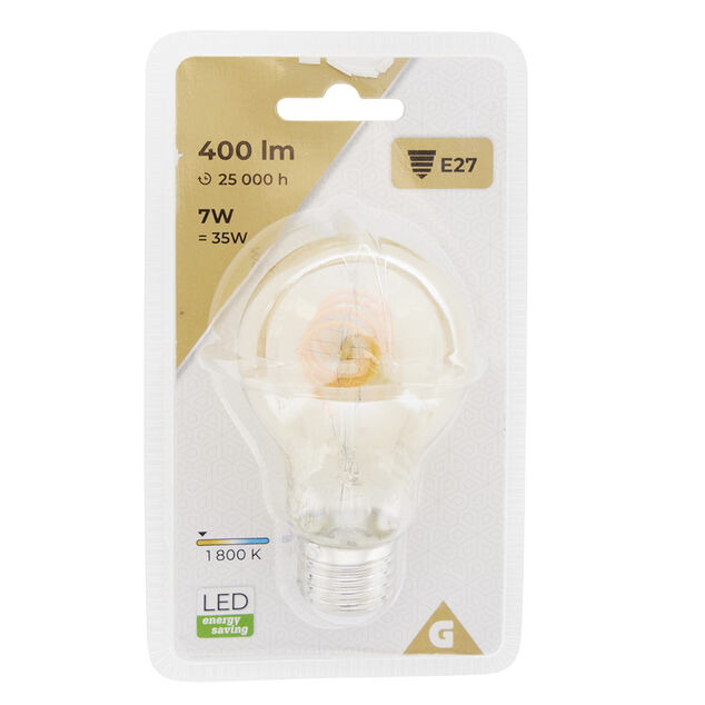 Ampoule d&eacute;co ambr&eacute;e blanc chaud E27 A60 7W 400lm