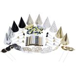 Kit cotillons pour 15 personnes dor&eacute; et argent&eacute;