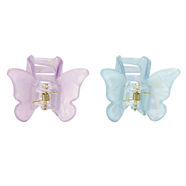 Pince papillon &agrave; cheveux x2 plastique paillet&eacute;