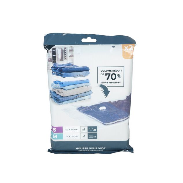 Lot de 2 housses vide air transparentes - Taille M