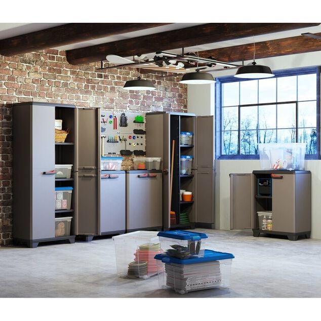 Armoire de garage plastique x2 tailles haute et basse H173cm