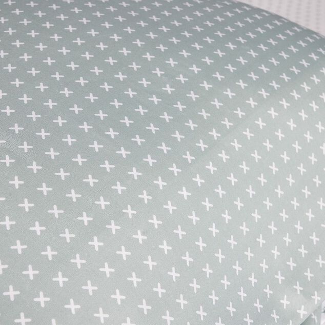 Taie d'oreiller carrée gris blanc imprimé croix x2