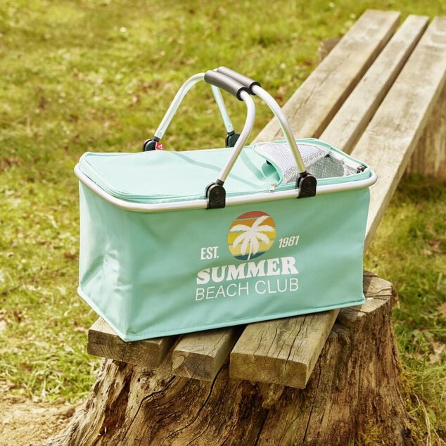 Panier fra&icirc;cheur isotherme 20L pliable alu et tissu vert 48x27xH24cm