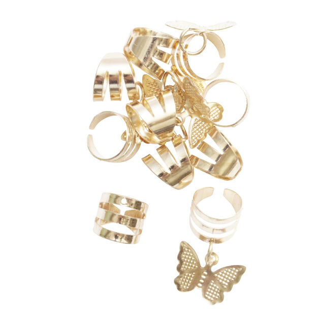 Bague pour cheveux en m&eacute;tal dor&eacute; 10 pi&egrave;ces