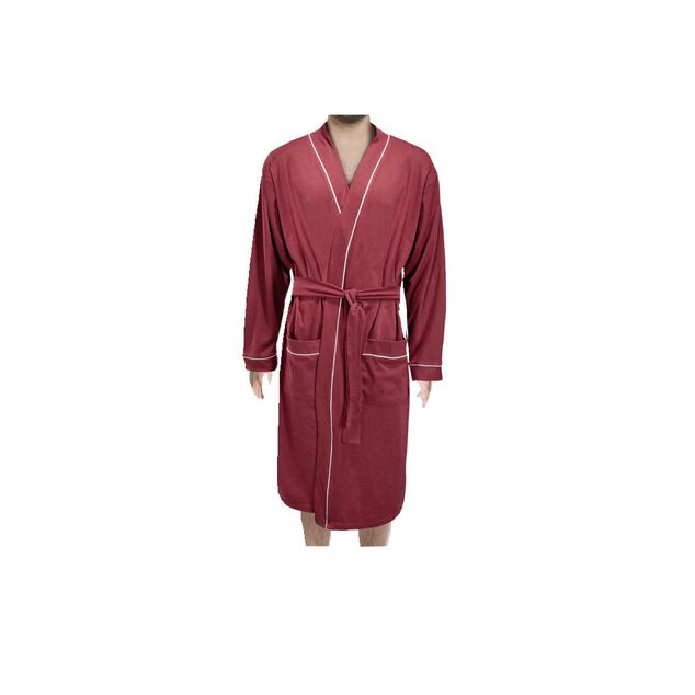 Peignoir robe de chambre mixte coton rouge TU