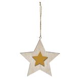Suspension de Noël en bois motif incrusté étoile
