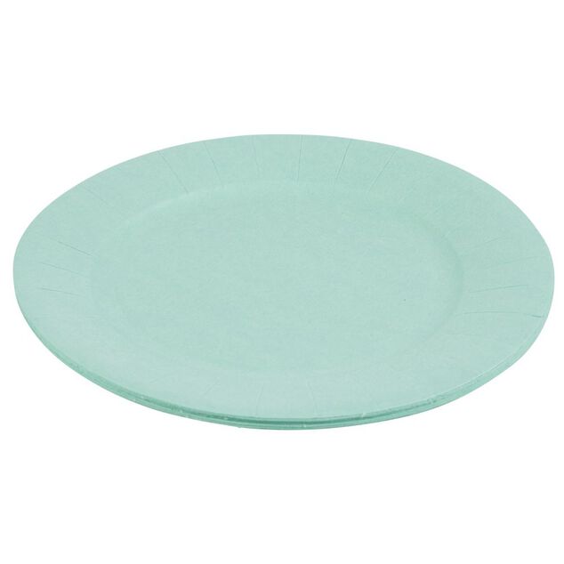 Lot de 10 assiettes en carton vert d'eau Ø18 cm