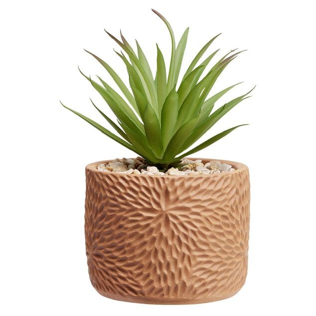 Petite plante artificielle dans pot d&eacute;co relief