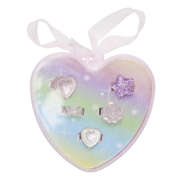 Bo&icirc;te avec 5 bagues r&eacute;glables enfant - 3 mod&egrave;les