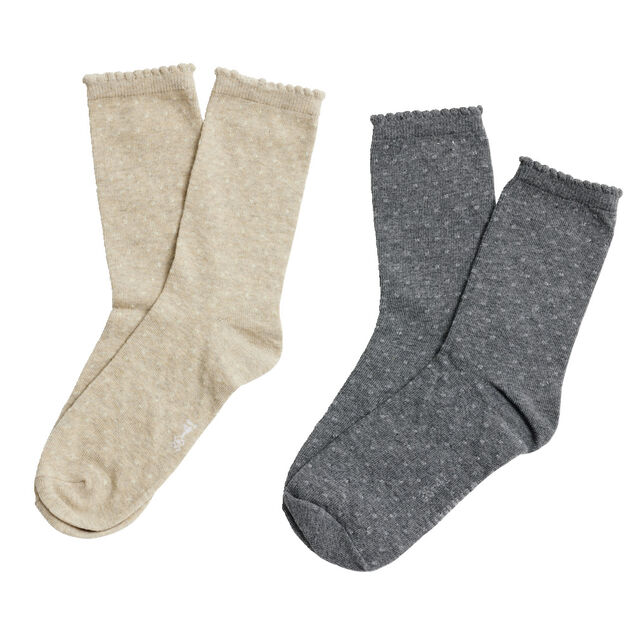 Lot 2 paires de chaussettes femme fils m&eacute;tallis&eacute;s - Beige