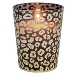 Bougie XXL dans pot en verre motif léopard senteur oud 75H
