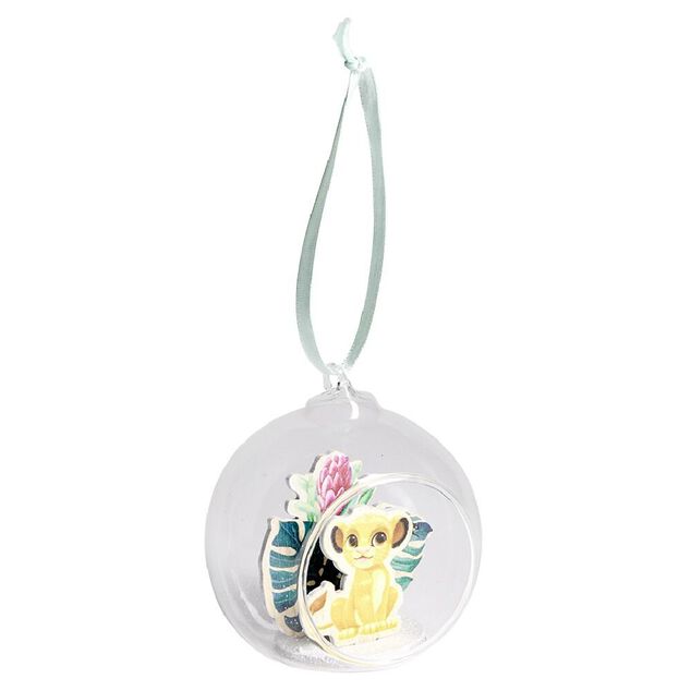 Boule de No&euml;l Disney Le Roi Lion en verre et bois &Oslash;8cm
