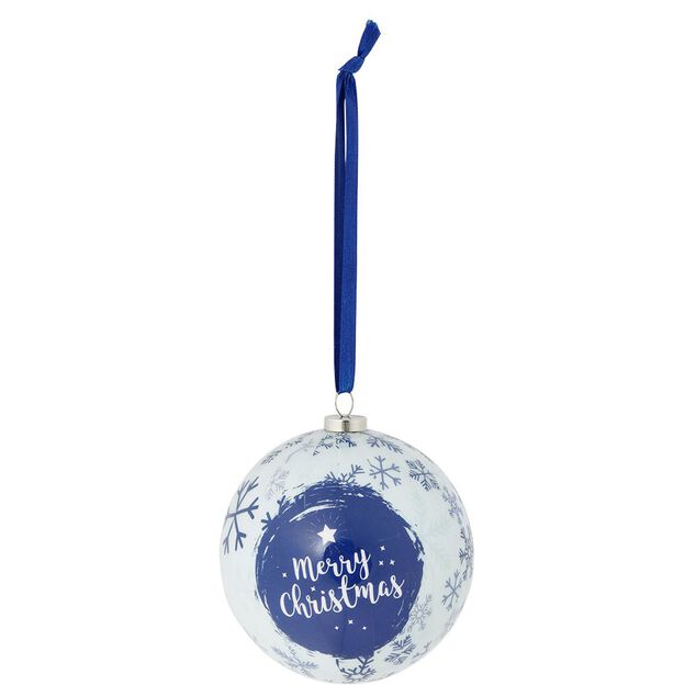 Boule de No&euml;l motif banquise bleu et blanc &Oslash;8cm - 3 mod&egrave;les