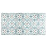 Tapis vinyle rectangulaire motif carreau de ciment beige et bleu 50x100cm