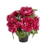 Pot fleur artificielle pivoine violet 6 tiges Ø28xH30cm