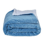 Plaid dos Sherpa blanc bleu polyester 300 g/m&sup2;