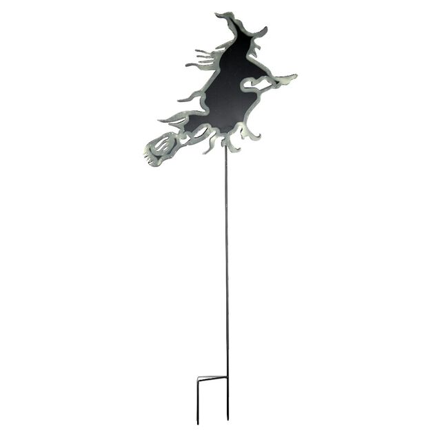 Pancarte d&eacute;coration ext&eacute;rieure Halloween m&eacute;tal gris H91cm