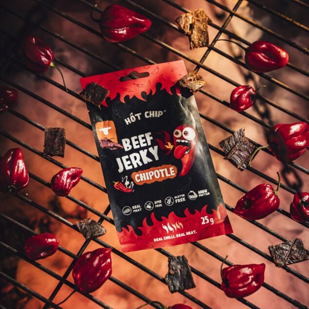 Viande s&eacute;ch&eacute;e boeuf Beef Jerky saveur piment chipotle 25gr