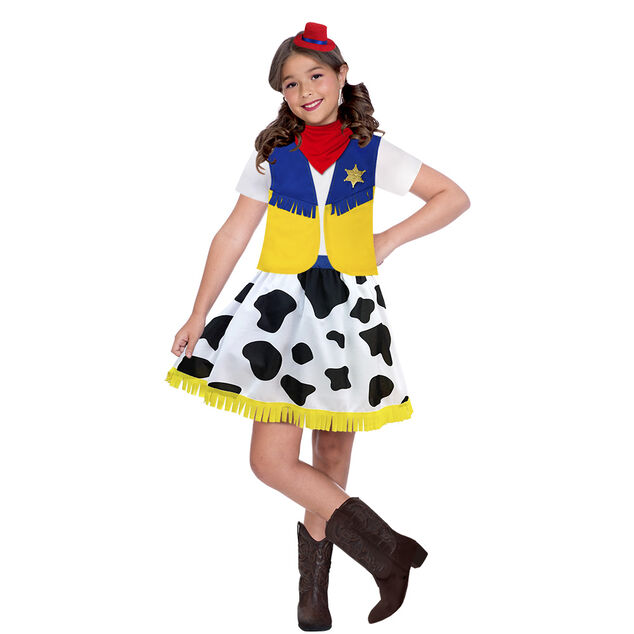 Deguiz'box enfant Cow Girl multicolore avec jupe motif vache 7/10 ans