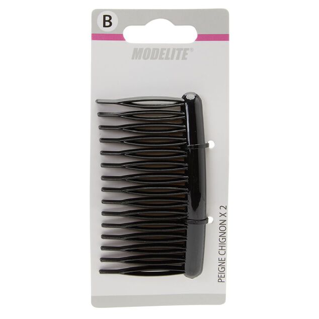 Barrette peigne noir brillant x2