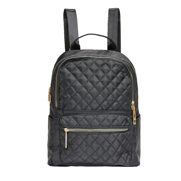 Sac &agrave; dos femme noir matelass&eacute; d&eacute;tails dor&eacute;s 31x15xH34cm