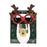 Coffret verre 460ml et lunettes de Noël pailletées (2 modèles)