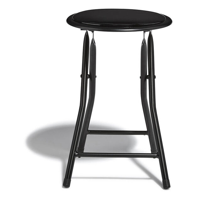 Tabouret pliant Aiden métal et pvc Noir L.30 x P.35 x H.45 cm