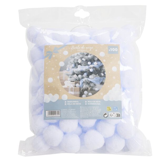 Boule de neige décoration de Noël blanche Ø4cm x100