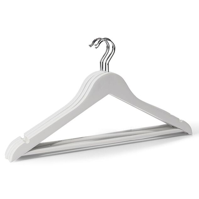 Lot de 5 cintres en bois et m&eacute;tal 44,5x23cm - 4 coloris