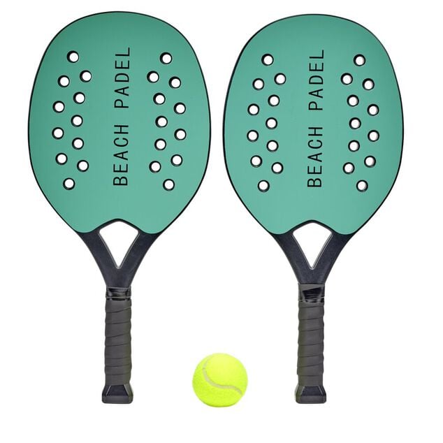 Raquette de plage padel plastique x2 avec 1 balle caoutchouc (3 pi&egrave;ces)