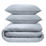 Parure de lit 220x240cm 2 personnes gaze de coton bleu clair 3 pièces