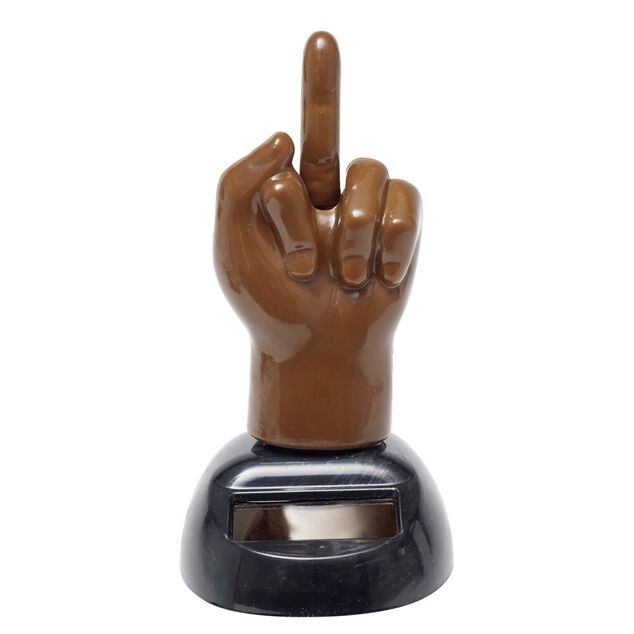 Figurine solaire dansante main geste humoristique H10cm (3 mod&egrave;les)