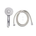 Pommeau de douche rond 5 fonctions chromé + tuyau 1,5m
