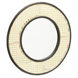 Miroir rond effet cannage noir et naturel &Oslash;48 cm