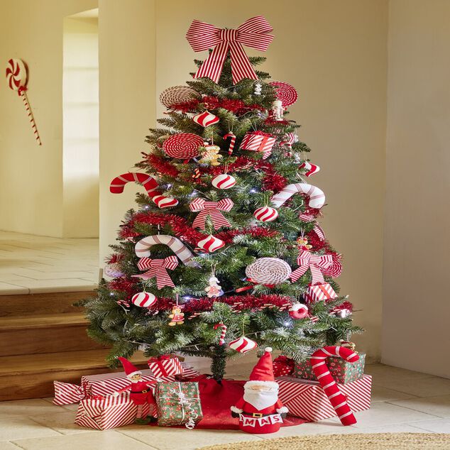 Noeud ray&eacute; rouge et blanc Candyland 28x32cm