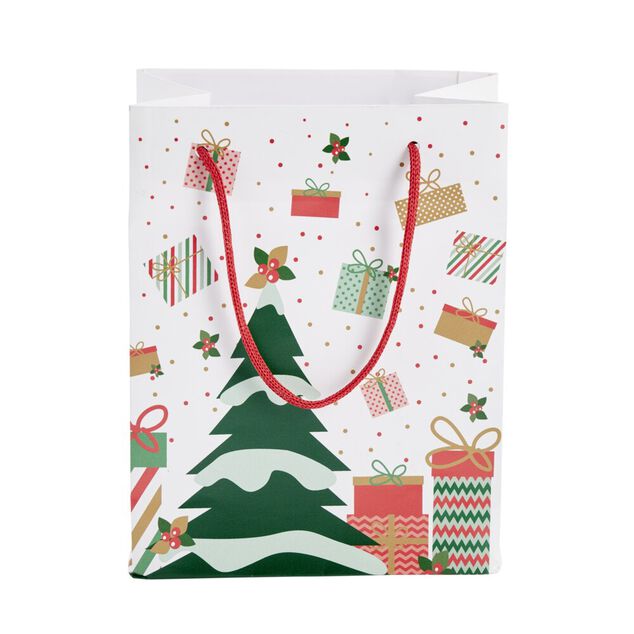 Sac cadeau No&euml;l motif traditionnel 17,5x10xH23cm