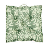 Coussin dossier format palette motif feuillage vert et beige 60x60xH8cm