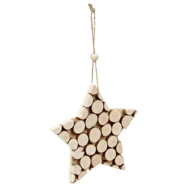 D&eacute;coration de No&euml;l &agrave; suspendre, effet rondins de bois