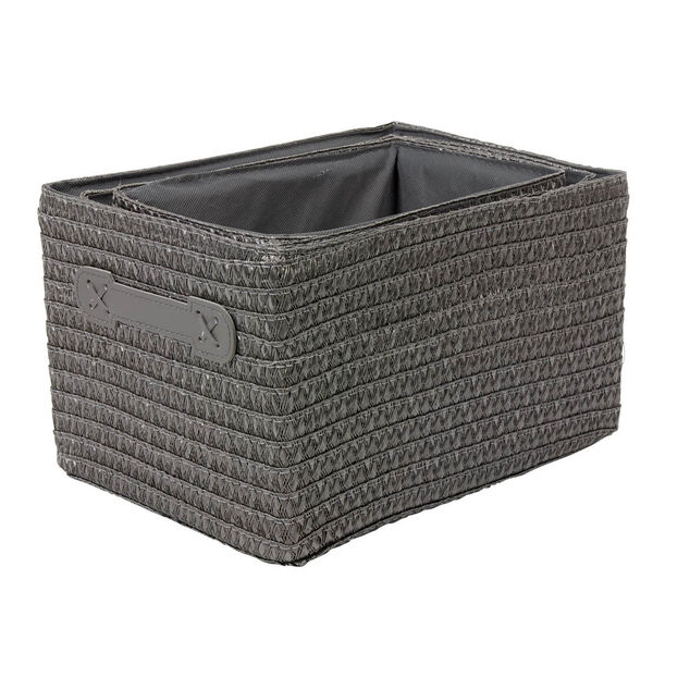 Pani&egrave;re de rangement grise effet tress&eacute; x3