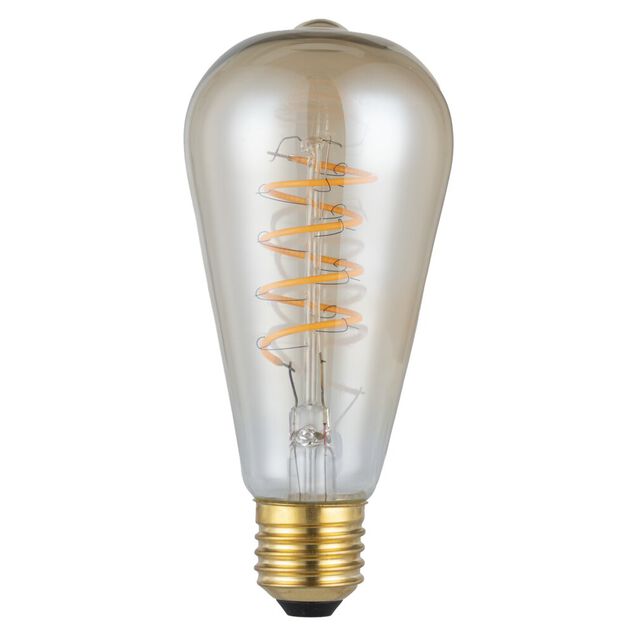 Ampoule LED E27 filament spirale jaune &eacute;clairage blanc chaud &Oslash;6XH14 cm 25 W