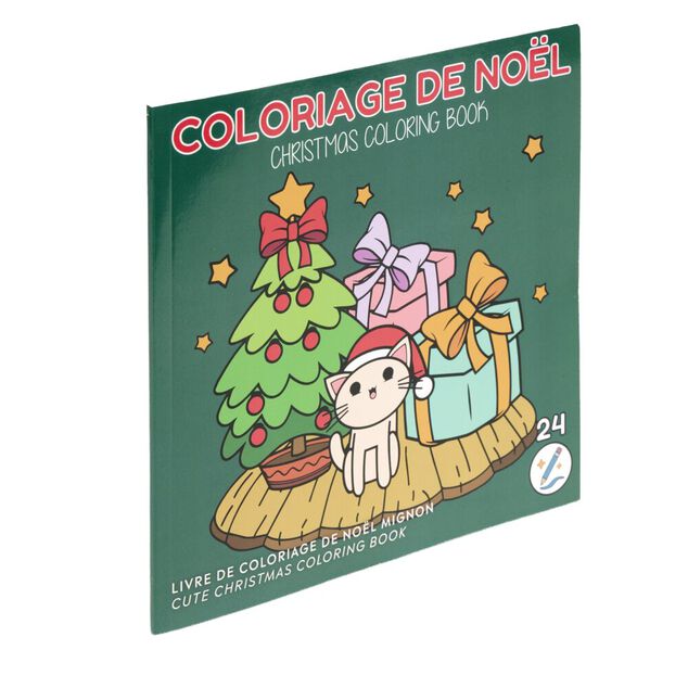 Cahier de coloriage papier 24 pages No&euml;l L20X20 cm vert