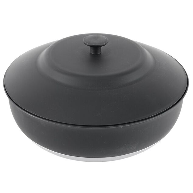 Service &agrave; tacos rond PP et aluminium L34X34XH18 cm noir