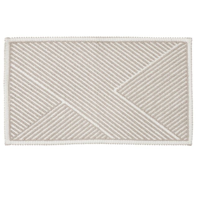 Tapis salle de bain coton relief rayure beige 80x50cm