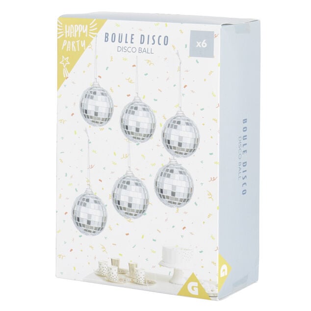 Boules &agrave; facettes en verre &Oslash;5cm - 6 pi&egrave;ces