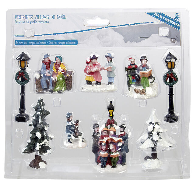 Figurine de No&euml;l pour village miniature x9